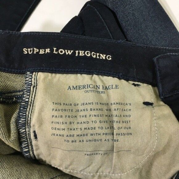 AMERICAN EAGLE SUPER STRETCH SUPER LOW DARK WASH SKINNY JEGGINS 2 SHORT - Picture 10 of 13